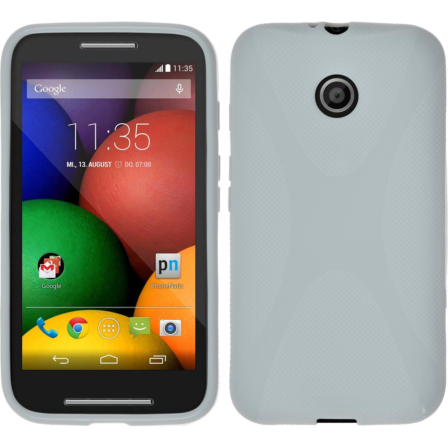 PhoneNatic Case kompatibel mit Motorola Moto E - weifl Silikon Hülle X-Style + 2 Schutzfolien