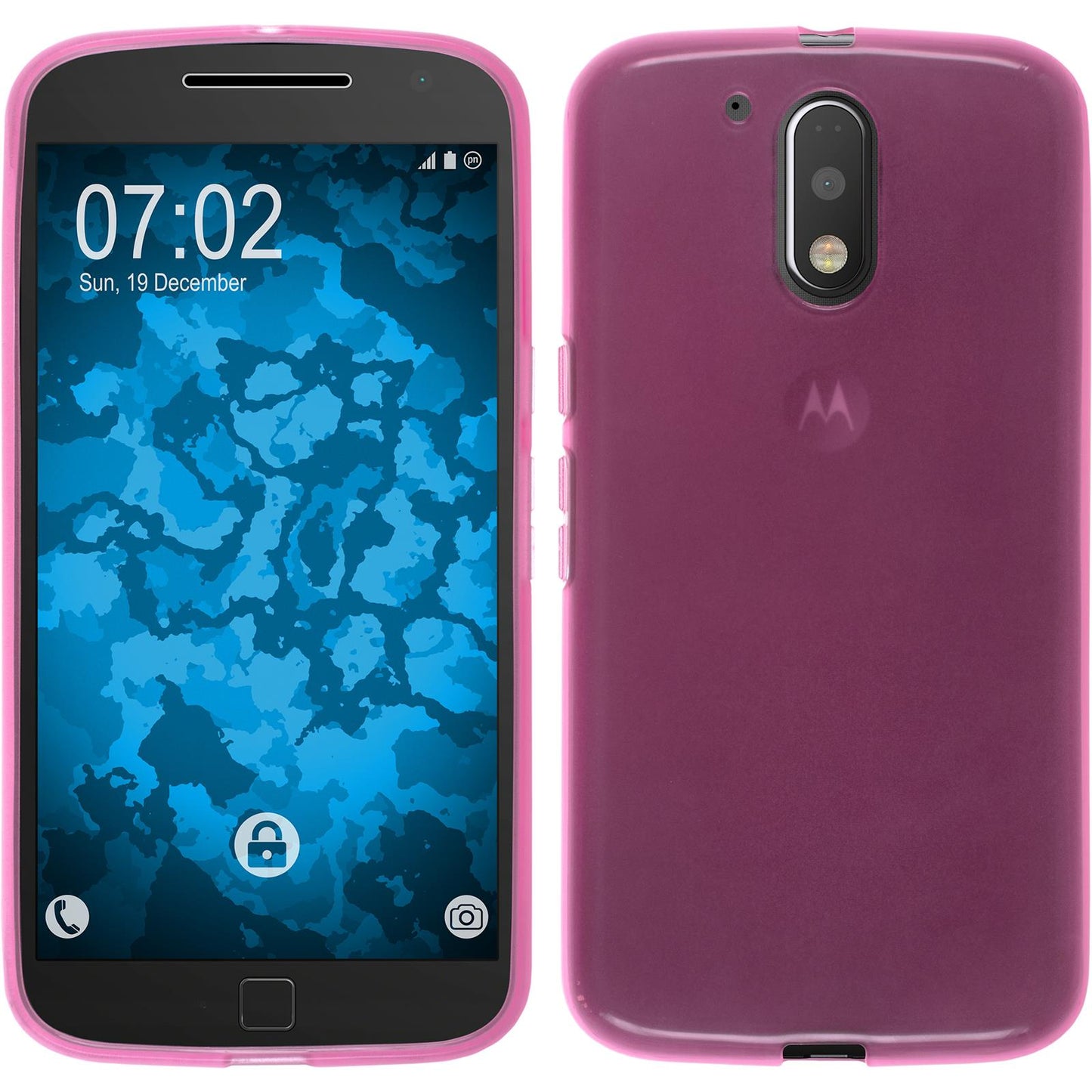 PhoneNatic Case kompatibel mit Motorola Moto G4 Plus - rosa Silikon Hülle transparent + 2 Schutzfolien