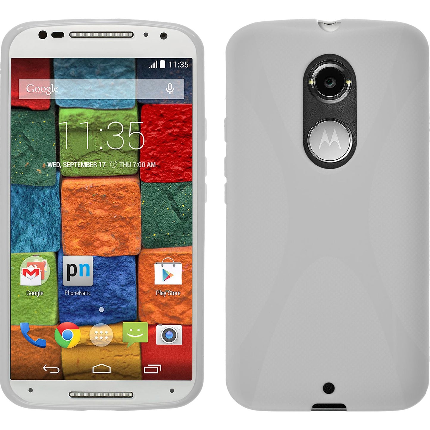 PhoneNatic Case kompatibel mit Motorola Moto X 2014 2. Gen. - weifl Silikon Hülle X-Style + 2 Schutzfolien