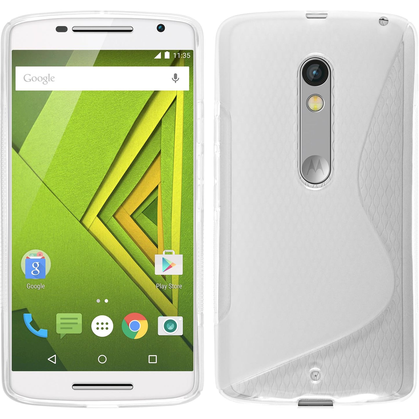 PhoneNatic Case kompatibel mit Motorola Moto X Play - clear Silikon Hülle S-Style + 2 Schutzfolien