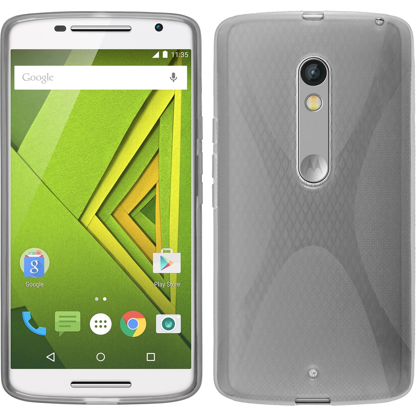 PhoneNatic Case kompatibel mit Motorola Moto X Play - grau Silikon Hülle + 2 Schutzfolien