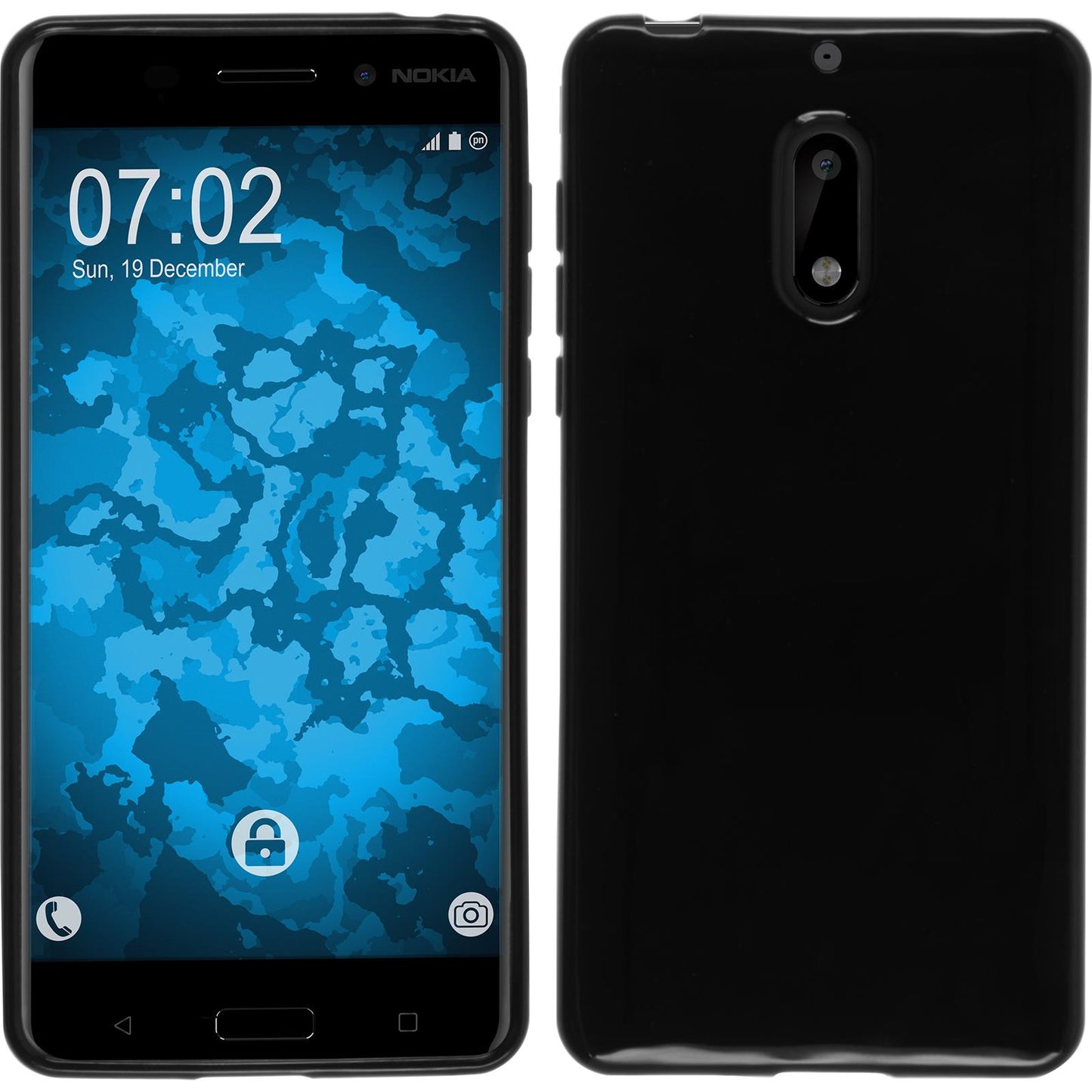 PhoneNatic Case kompatibel mit Nokia 6 - schwarz Silikon Hülle + 2 Schutzfolien