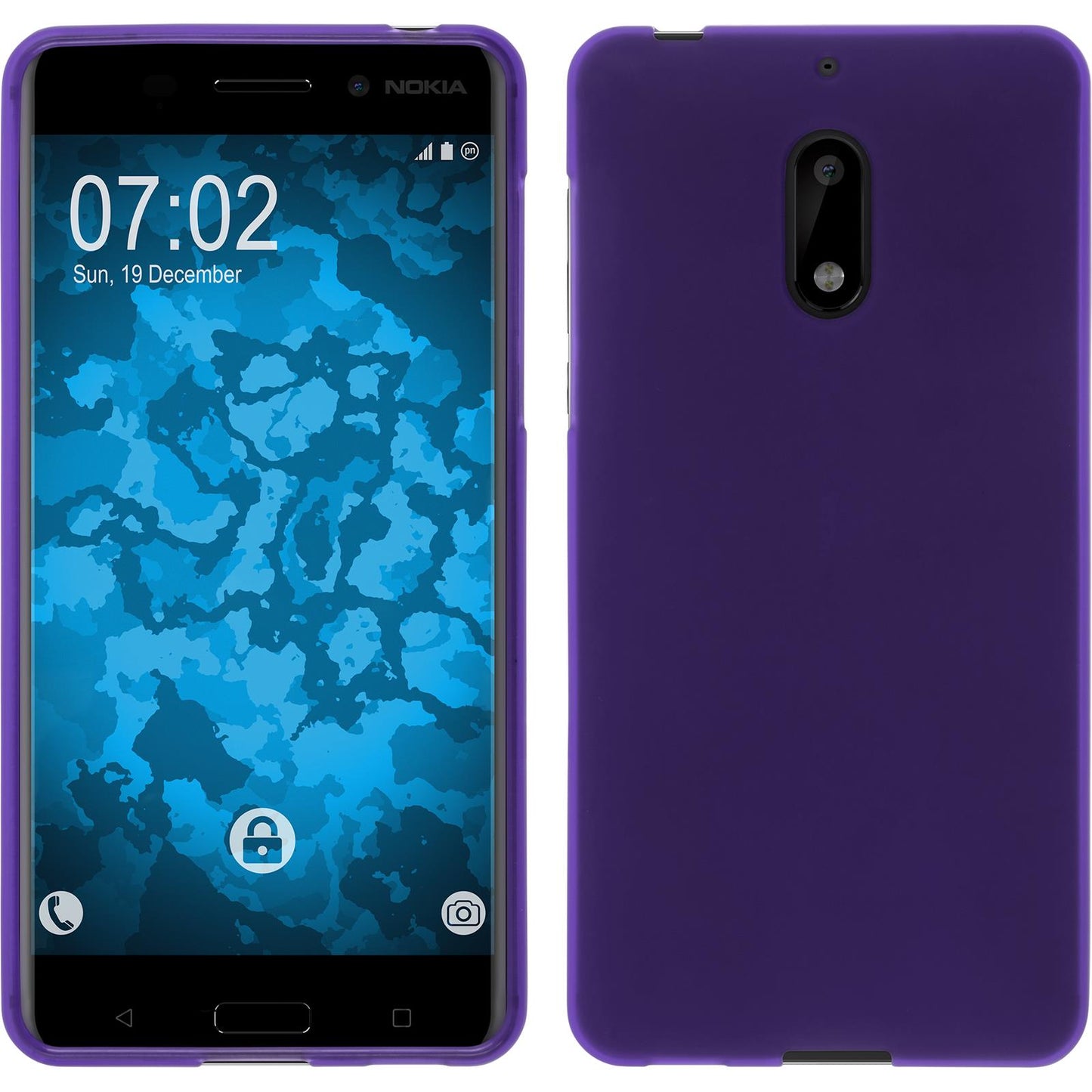 PhoneNatic Case kompatibel mit Nokia 6 - lila Silikon Hülle matt + 2 Schutzfolien