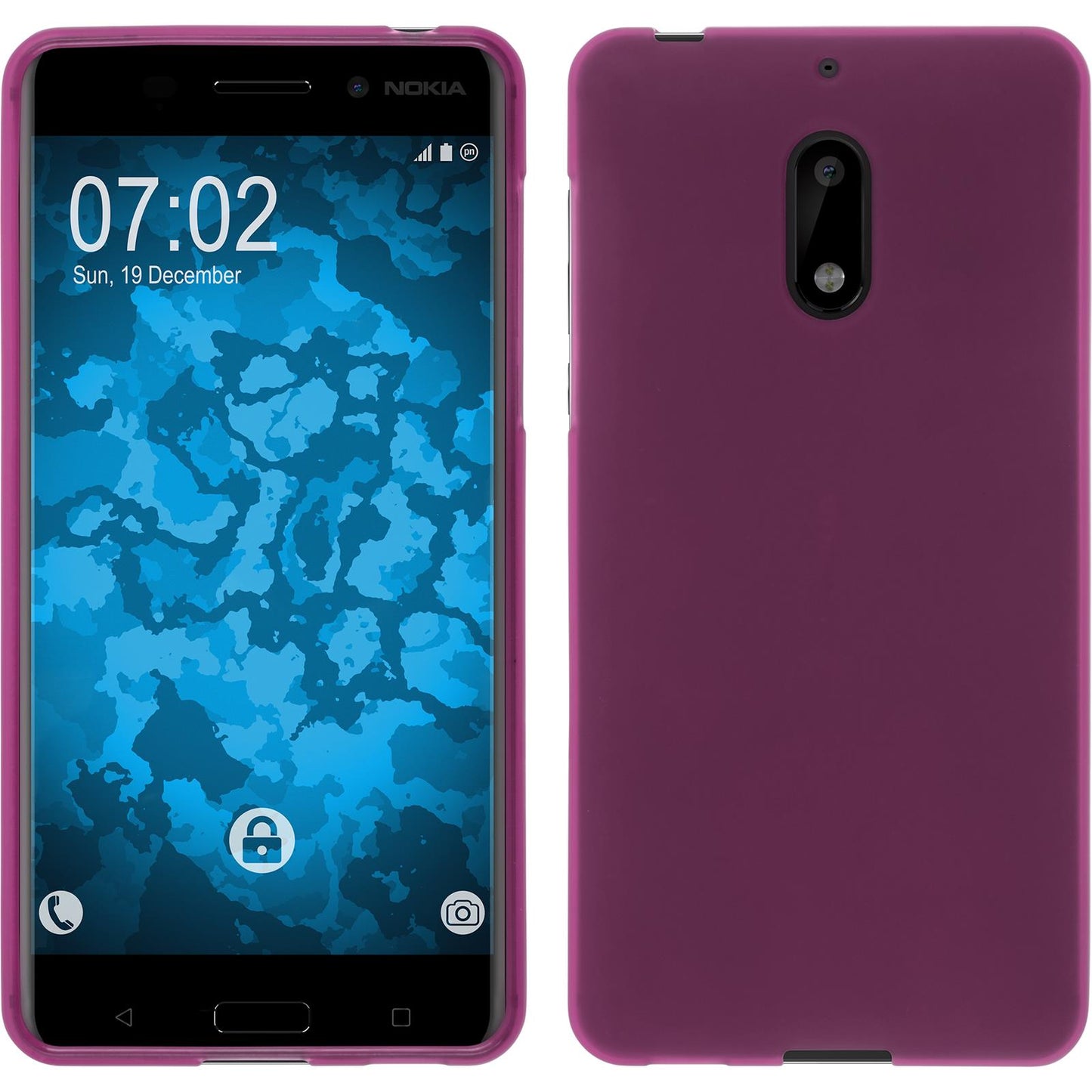PhoneNatic Case kompatibel mit Nokia 6 - pink Silikon Hülle matt + 2 Schutzfolien