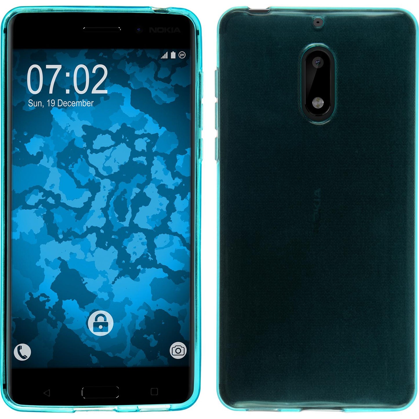 PhoneNatic Case kompatibel mit Nokia 8 - türkis Silikon Hülle transparent Cover