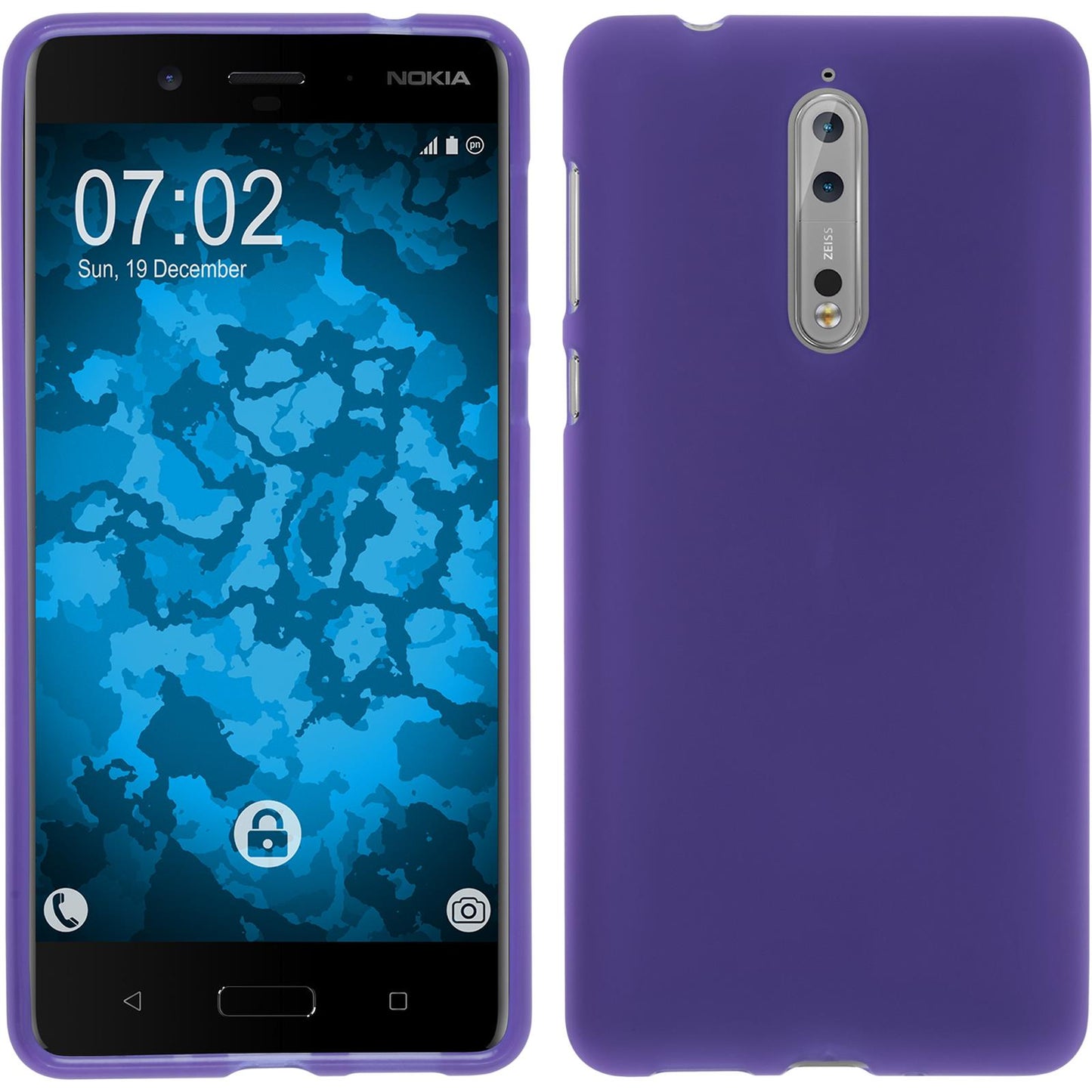 PhoneNatic Case kompatibel mit Nokia 8 - lila Silikon Hülle matt Cover