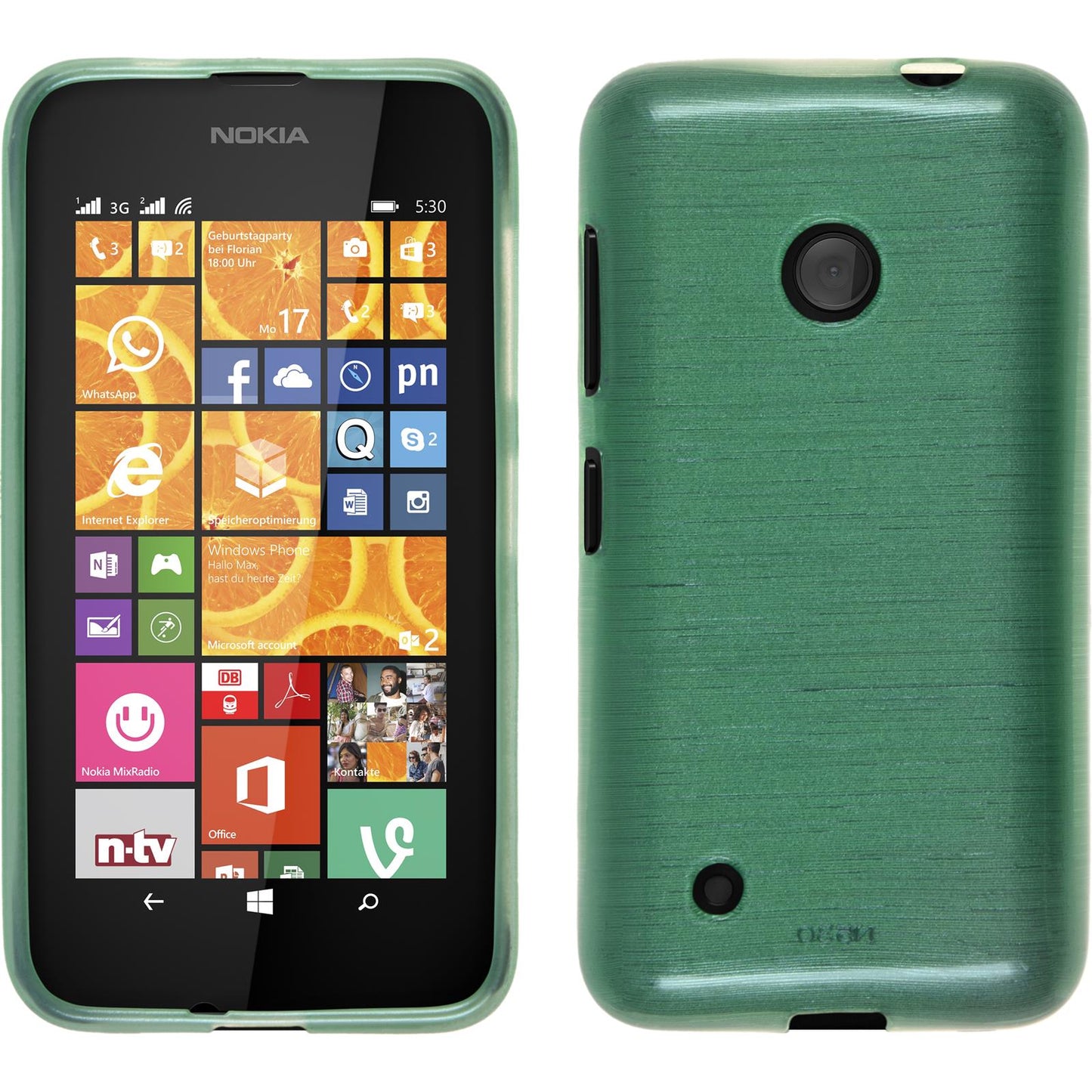 PhoneNatic Case kompatibel mit Nokia Lumia 530 - grün Silikon Hülle brushed Cover