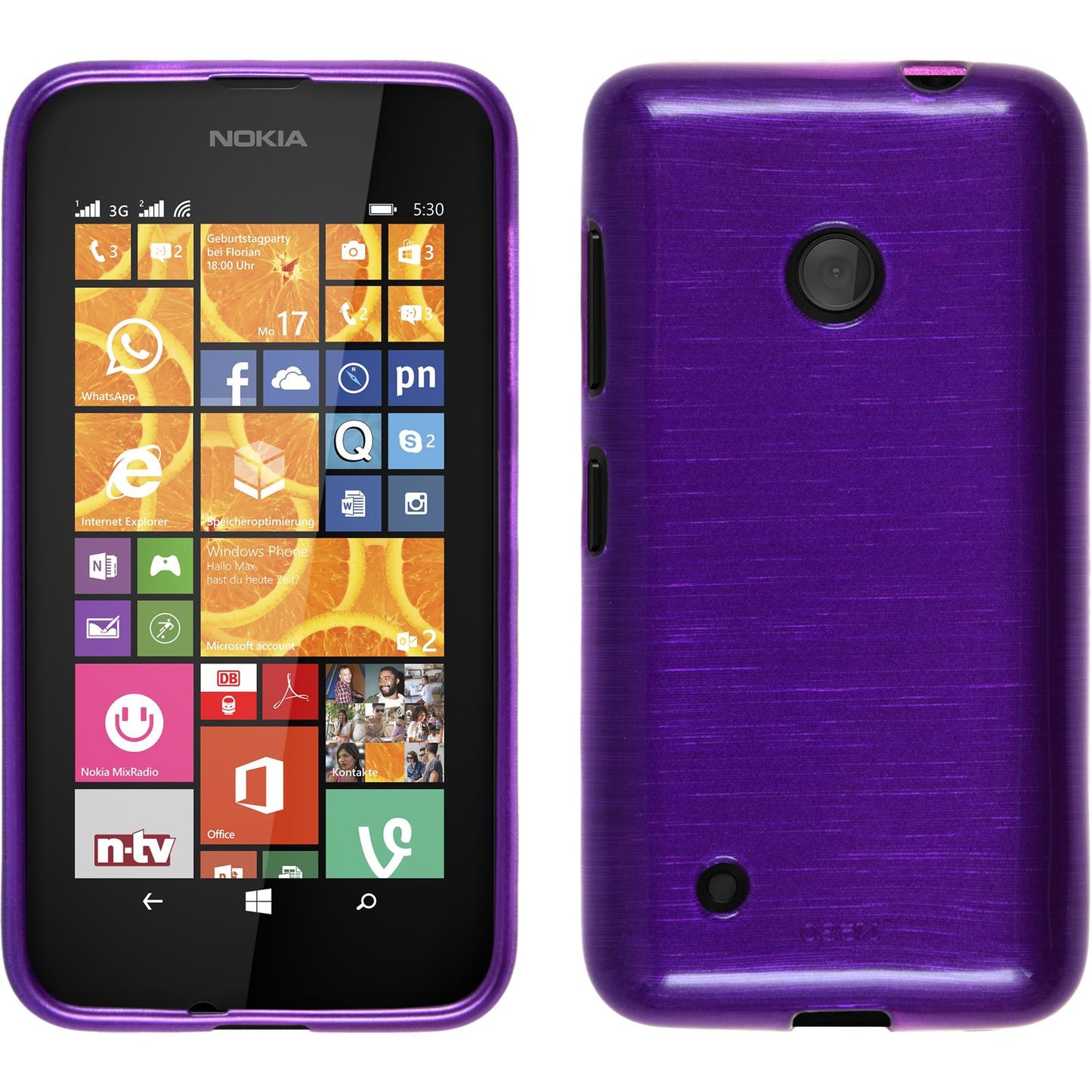 PhoneNatic Case kompatibel mit Nokia Lumia 530 - lila Silikon Hülle brushed Cover