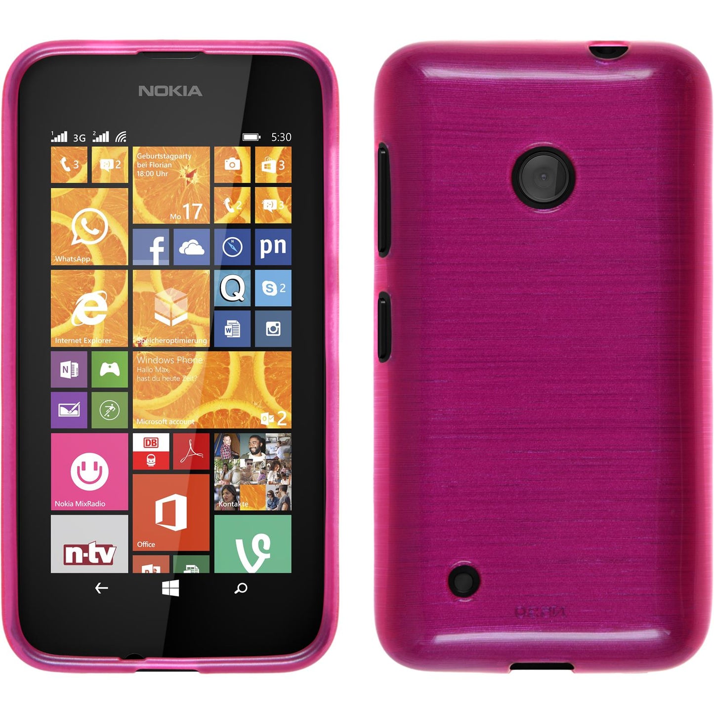 PhoneNatic Case kompatibel mit Nokia Lumia 530 - pink Silikon Hülle brushed Cover