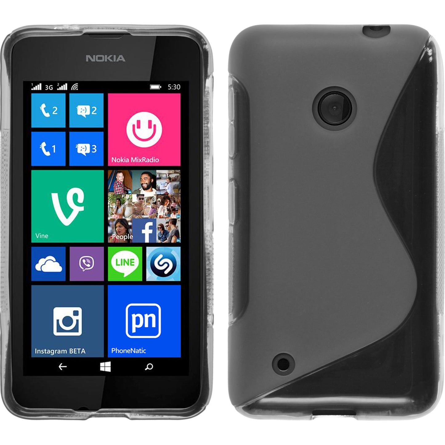 PhoneNatic Case kompatibel mit Nokia Lumia 530 - grau Silikon Hülle S-Style Cover
