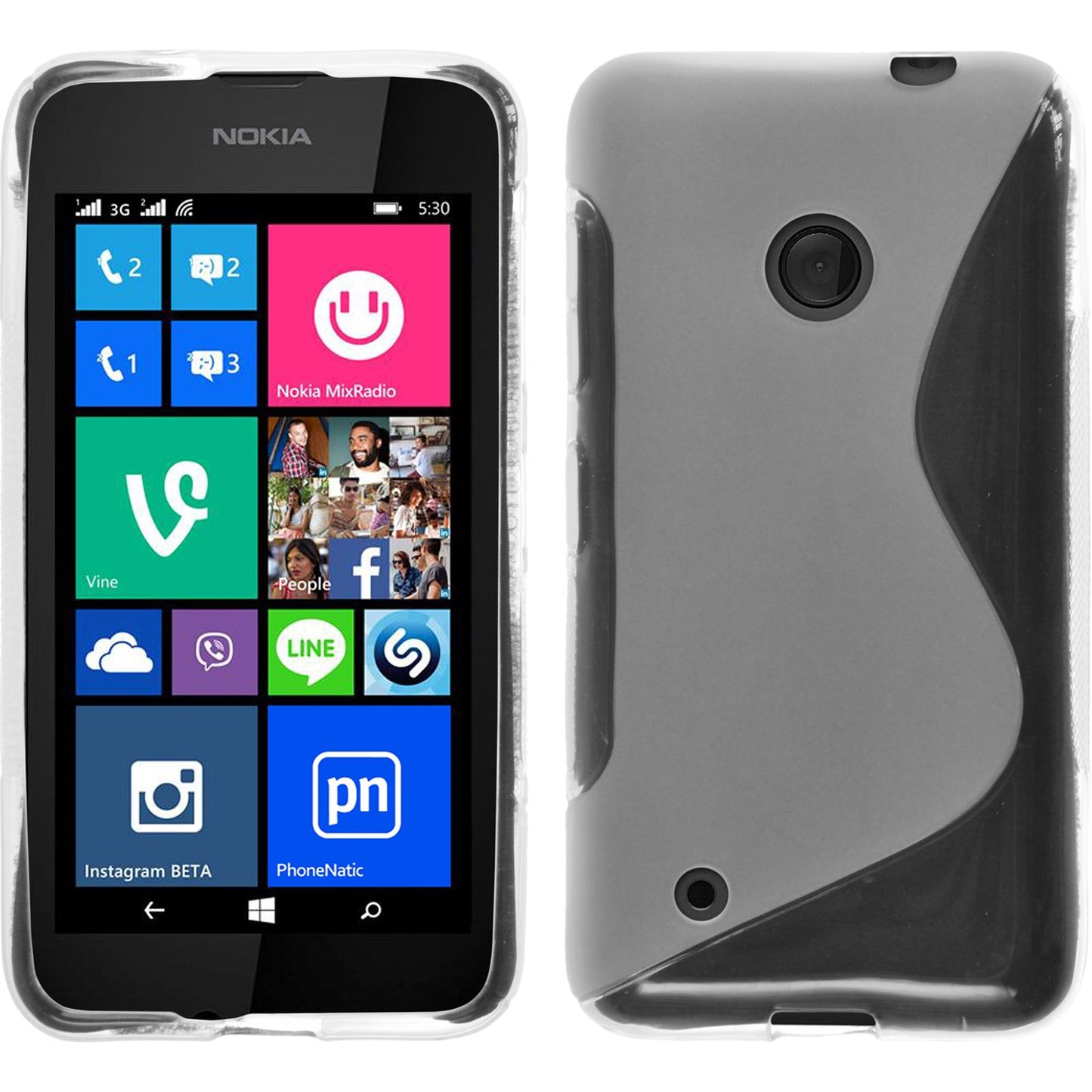 PhoneNatic Case kompatibel mit Nokia Lumia 530 - clear Silikon Hülle S-Style Cover