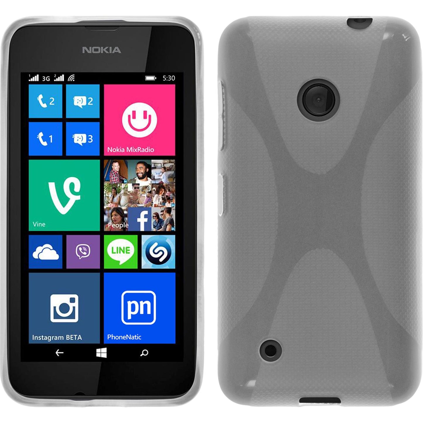 PhoneNatic Case kompatibel mit Nokia Lumia 530 - clear Silikon Hülle X-Style Cover
