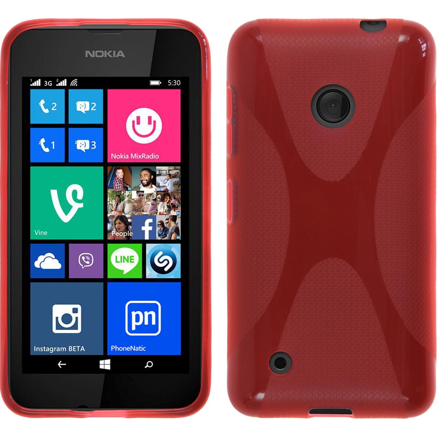 PhoneNatic Case kompatibel mit Nokia Lumia 530 - rot Silikon Hülle X-Style Cover