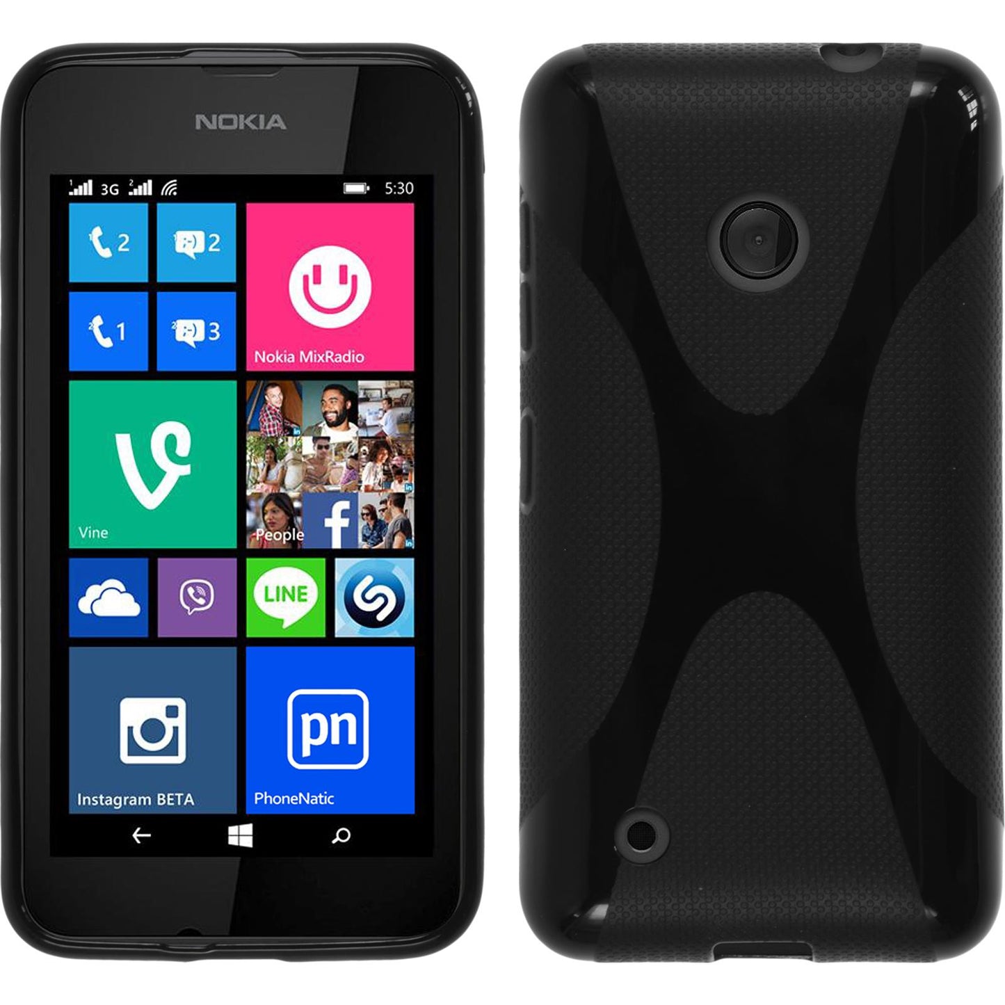 PhoneNatic Case kompatibel mit Nokia Lumia 530 - schwarz Silikon Hülle X-Style Cover