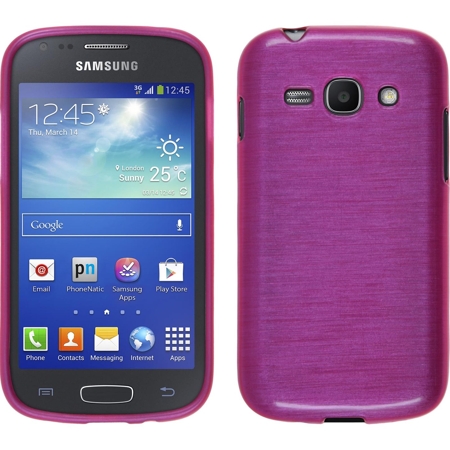 PhoneNatic Case kompatibel mit Samsung Galaxy Ace 3 - pink Silikon Hülle brushed + 2 Schutzfolien
