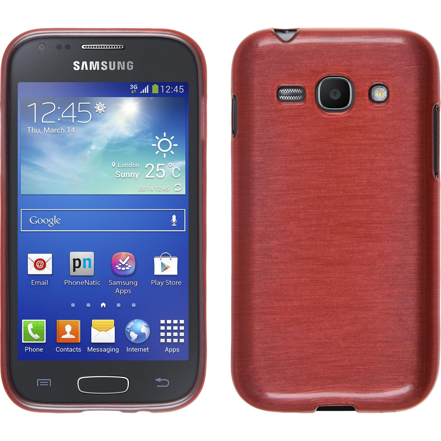 PhoneNatic Case kompatibel mit Samsung Galaxy Ace 3 - rosa Silikon Hülle brushed + 2 Schutzfolien