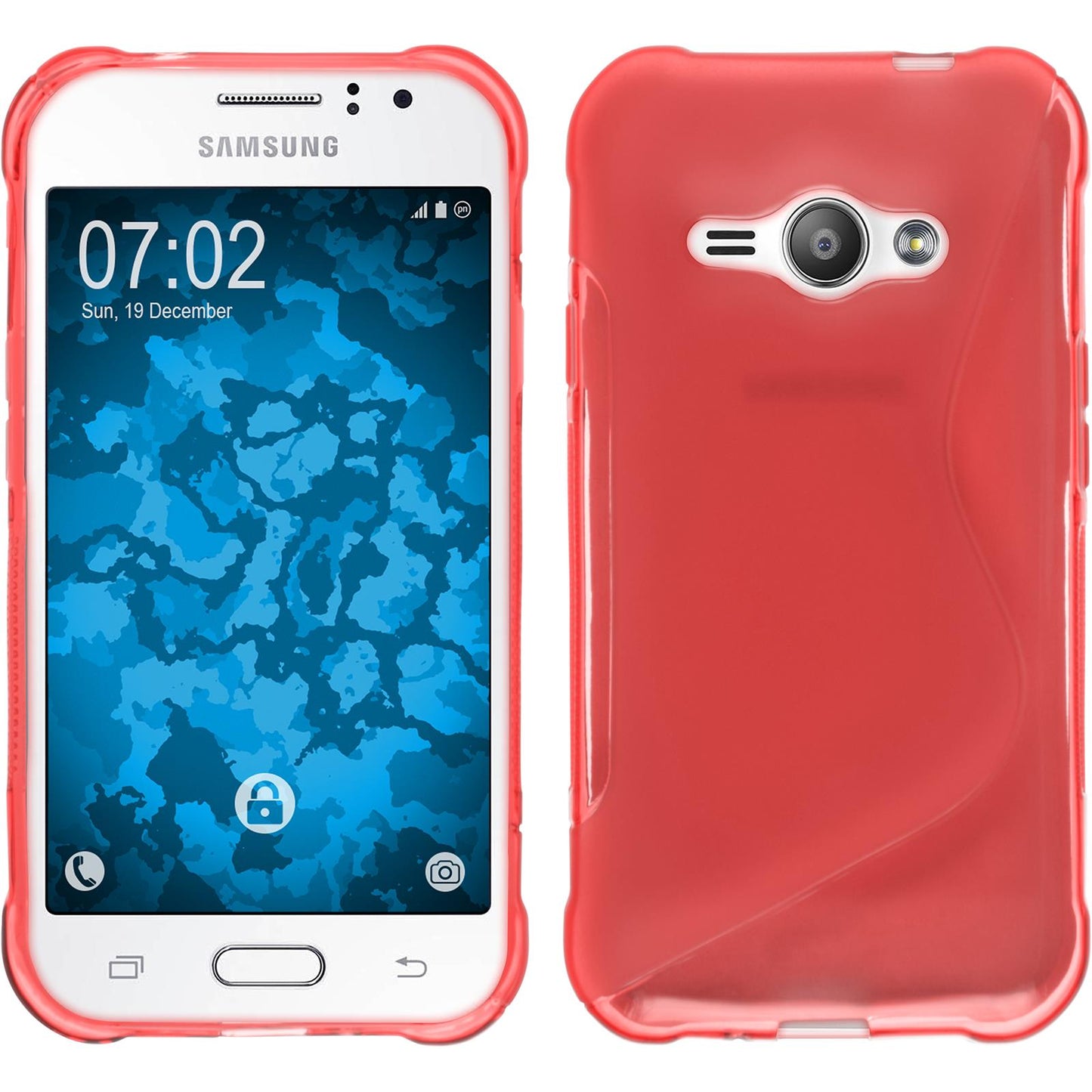 PhoneNatic Case kompatibel mit Samsung Galaxy J1 ACE - rot Silikon Hülle S-Style + 2 Schutzfolien