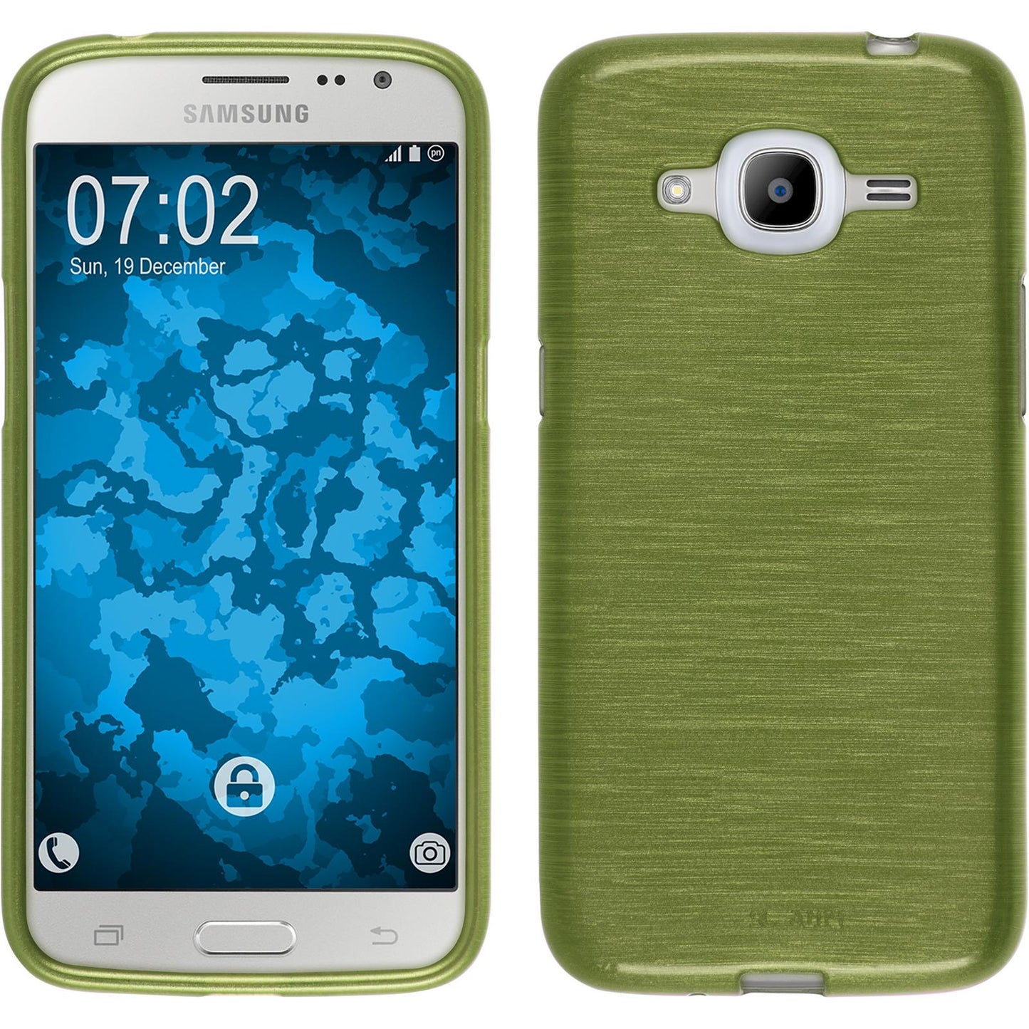 PhoneNatic Case kompatibel mit Samsung Galaxy J2 (2016) (J210) - pastellgrün Silikon Hülle brushed Cover