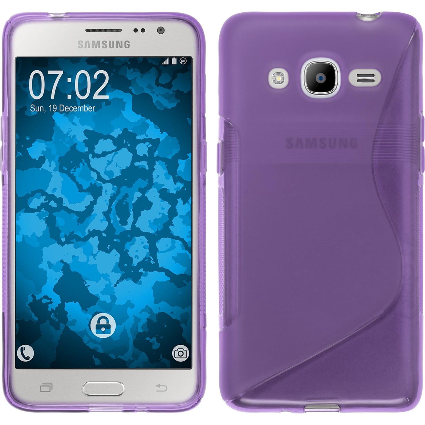 PhoneNatic Case kompatibel mit Samsung Galaxy J2 (2016) (J210) - lila Silikon Hülle S-Style Cover