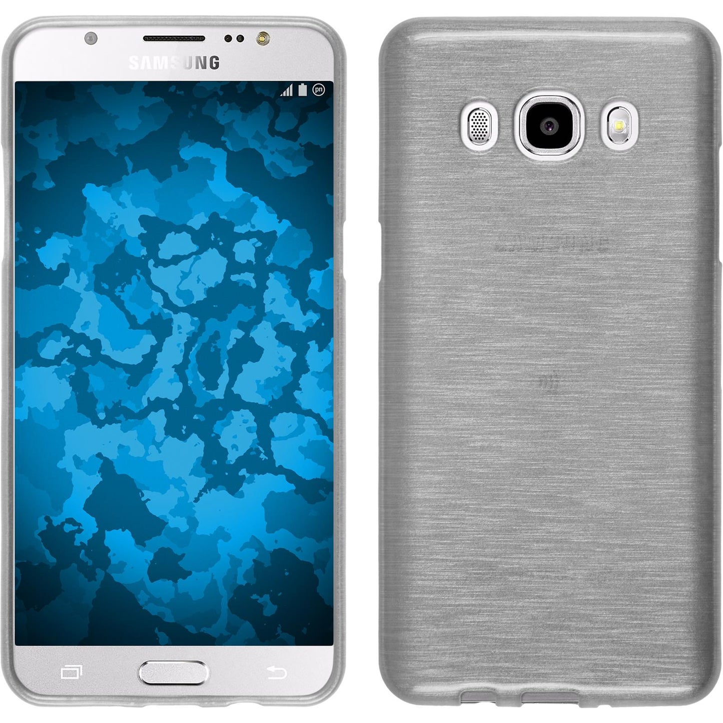 PhoneNatic Case kompatibel mit Samsung Galaxy J5 (2016) J510 - weifl Silikon Hülle brushed + 2 Schutzfolien