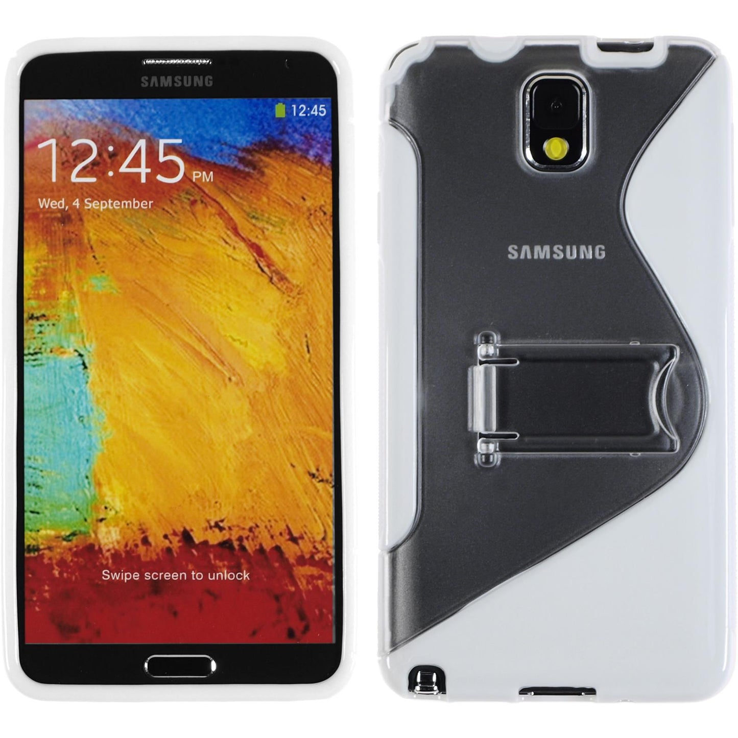 PhoneNatic Case kompatibel mit Samsung Galaxy Note 3 - weifl Silikon Hülle Aufstellbar + 2 Schutzfolien