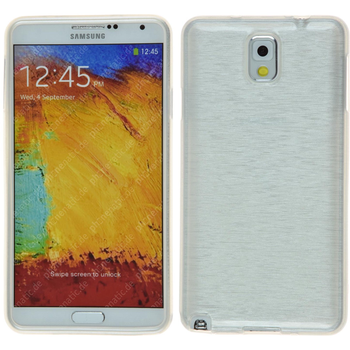 PhoneNatic Case kompatibel mit Samsung Galaxy Note 3 - weifl Silikon Hülle brushed + 2 Schutzfolien