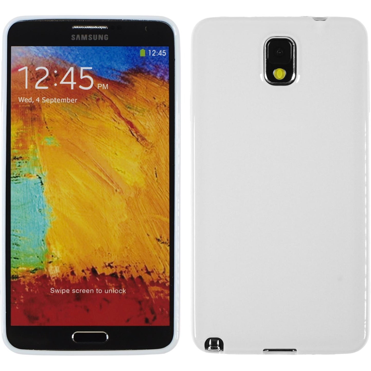 PhoneNatic Case kompatibel mit Samsung Galaxy Note 3 - weiß Silikon Hülle Candy + 2 Schutzfolien
