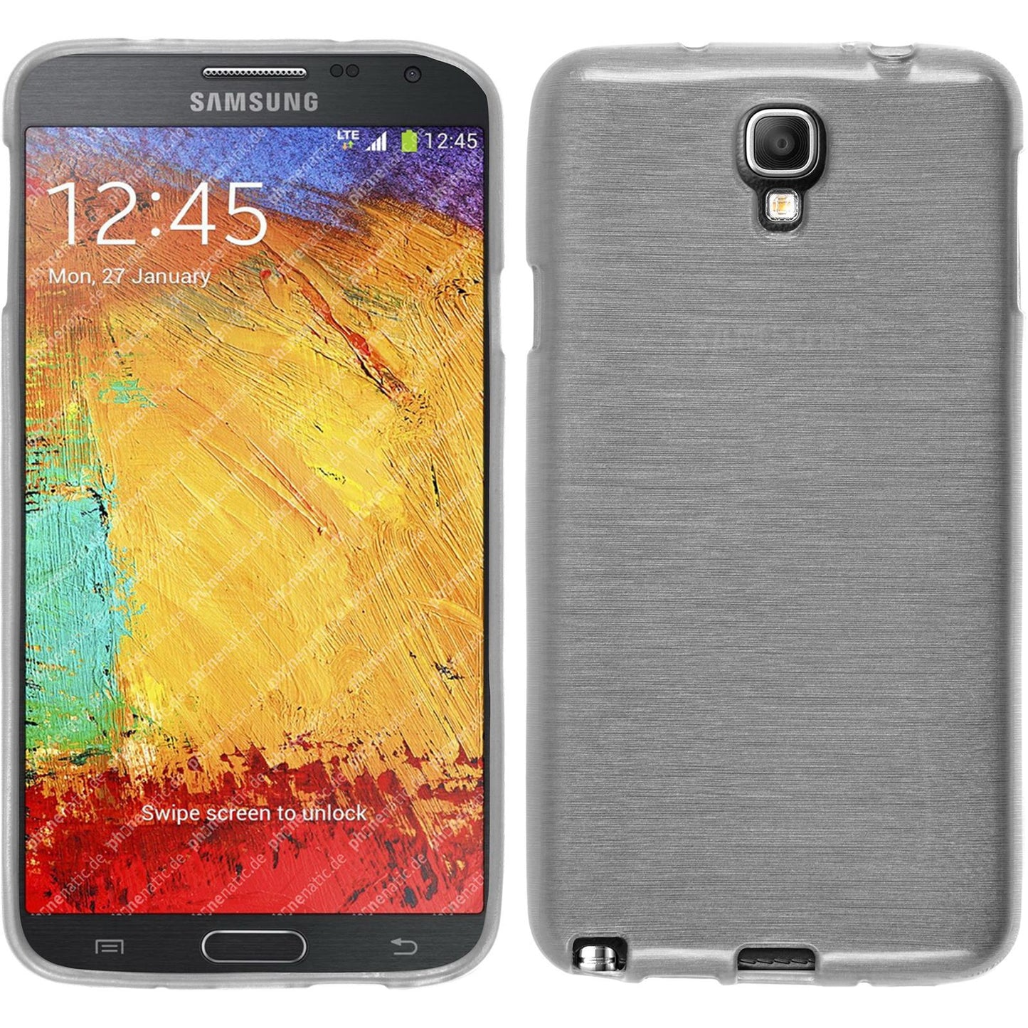 PhoneNatic Case kompatibel mit Samsung Galaxy Note 3 Neo - weifl Silikon Hülle brushed + 2 Schutzfolien