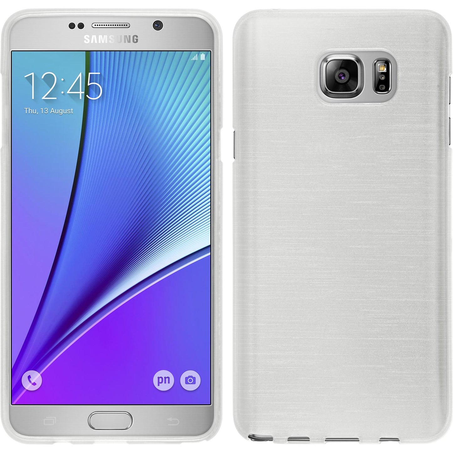 PhoneNatic Case kompatibel mit Samsung Galaxy Note 5 - weifl Silikon Hülle brushed + 2 Schutzfolien