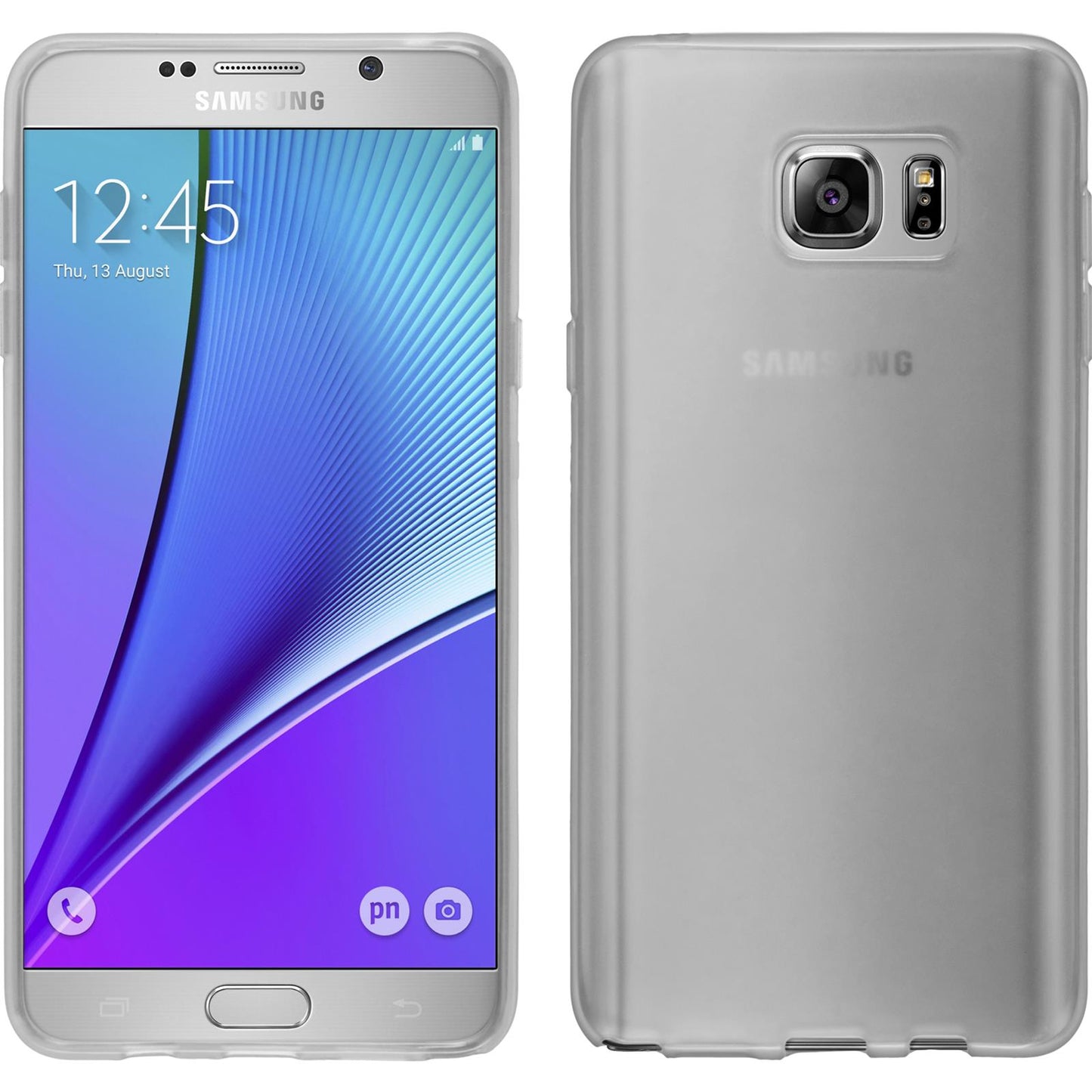 PhoneNatic Case kompatibel mit Samsung Galaxy Note 5 - weifl Silikon Hülle transparent + 2 Schutzfolien