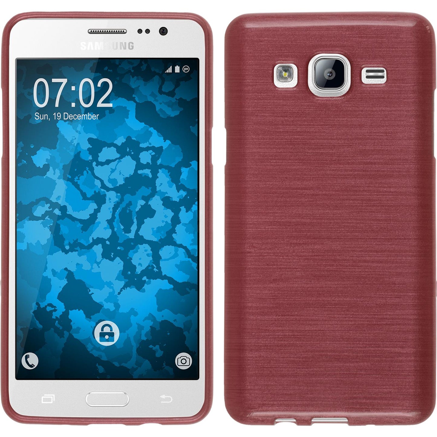 PhoneNatic Case kompatibel mit Samsung Galaxy On5 - rosa Silikon Hülle brushed + 2 Schutzfolien