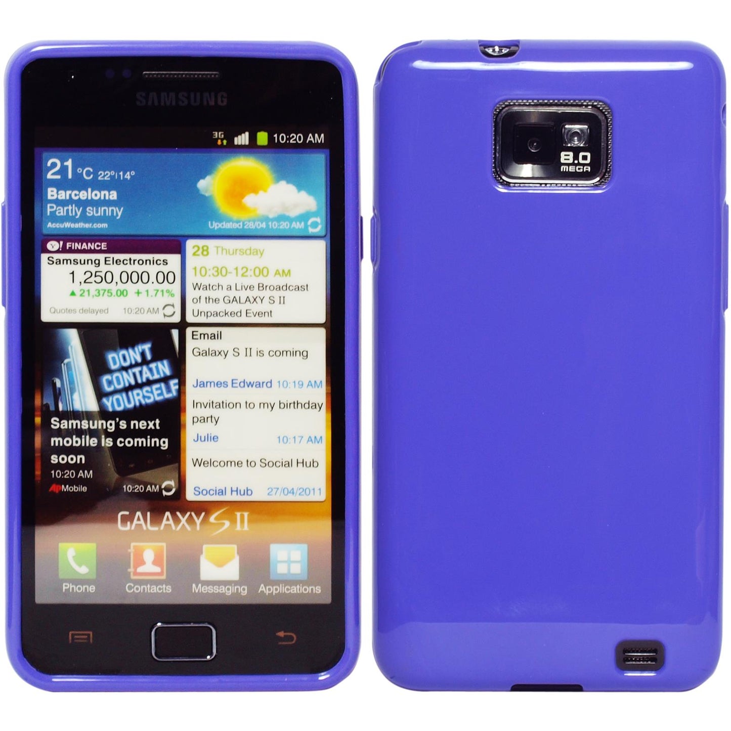 PhoneNatic Case kompatibel mit Samsung Galaxy S2 - lila Silikon Hülle + 2 Schutzfolien