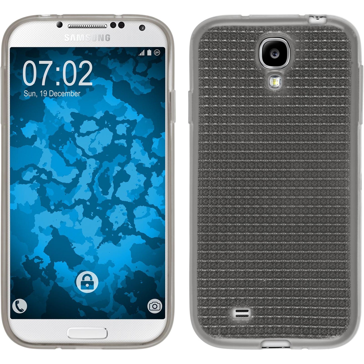 PhoneNatic Case kompatibel mit Samsung Galaxy S4 - grau Silikon Hülle Iced + 2 Schutzfolien