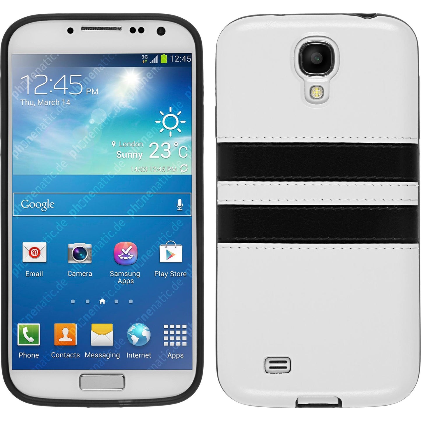 PhoneNatic Case kompatibel mit Samsung Galaxy S4 - weifl Silikon Hülle Stripes + 2 Schutzfolien
