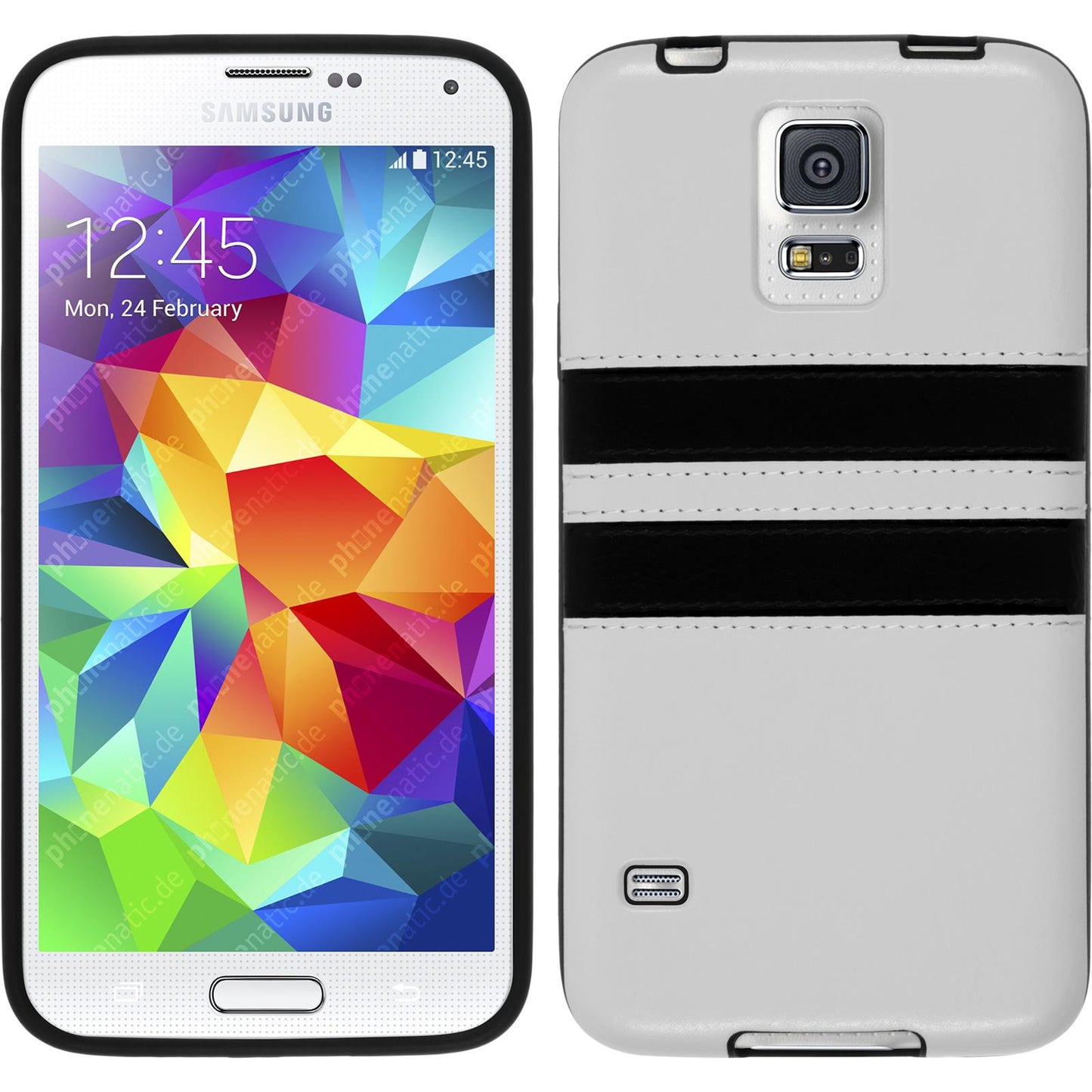 PhoneNatic Case kompatibel mit Samsung Galaxy S5 - weifl Silikon Hülle Stripes + 2 Schutzfolien
