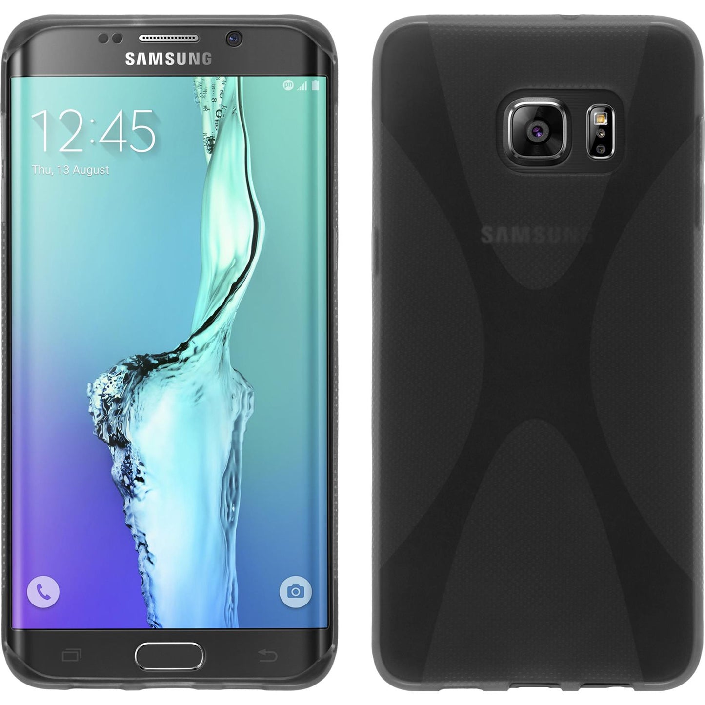 PhoneNatic Case kompatibel mit Samsung Galaxy S6 Edge Plus - grau Silikon Hülle X-Style Cover