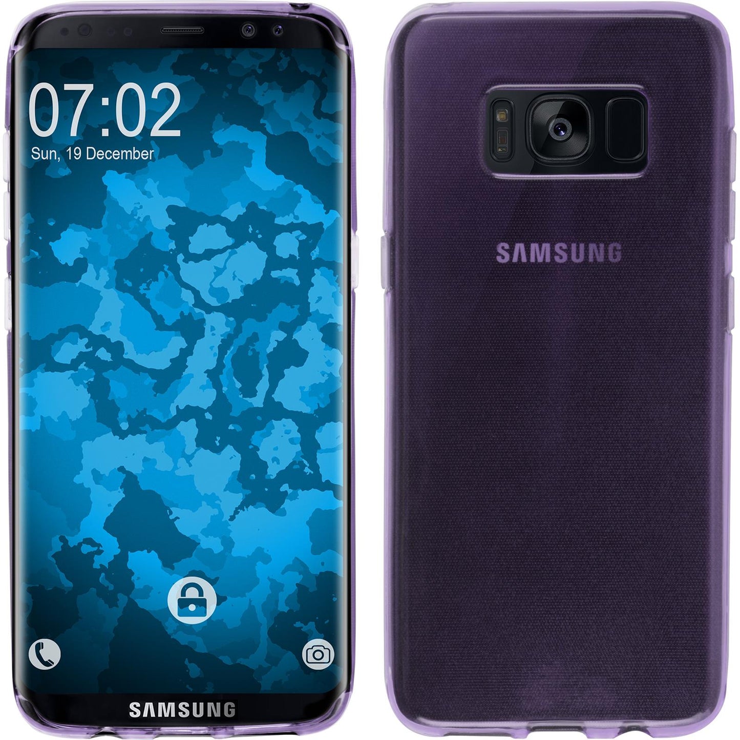 PhoneNatic Case kompatibel mit Samsung Galaxy S8 - lila Silikon Hülle transparent + flexible Folie