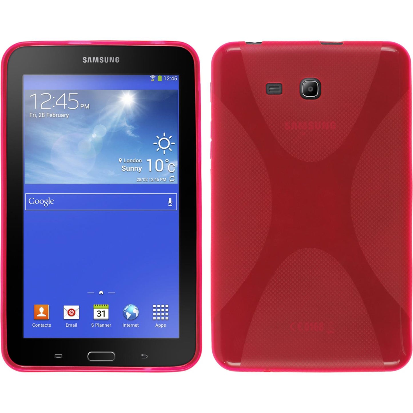 PhoneNatic Case kompatibel mit Samsung Galaxy Tab 3 Lite 7.0 - pink Silikon Hülle X-Style + 2 Schutzfolien
