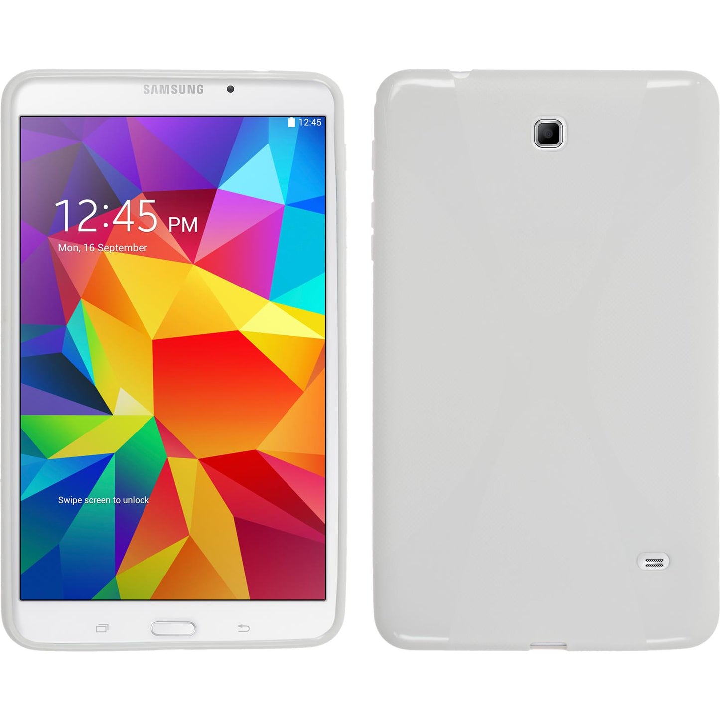 PhoneNatic Case kompatibel mit Samsung Galaxy Tab 4 8.0 - weifl Silikon Hülle X-Style + 2 Schutzfolien