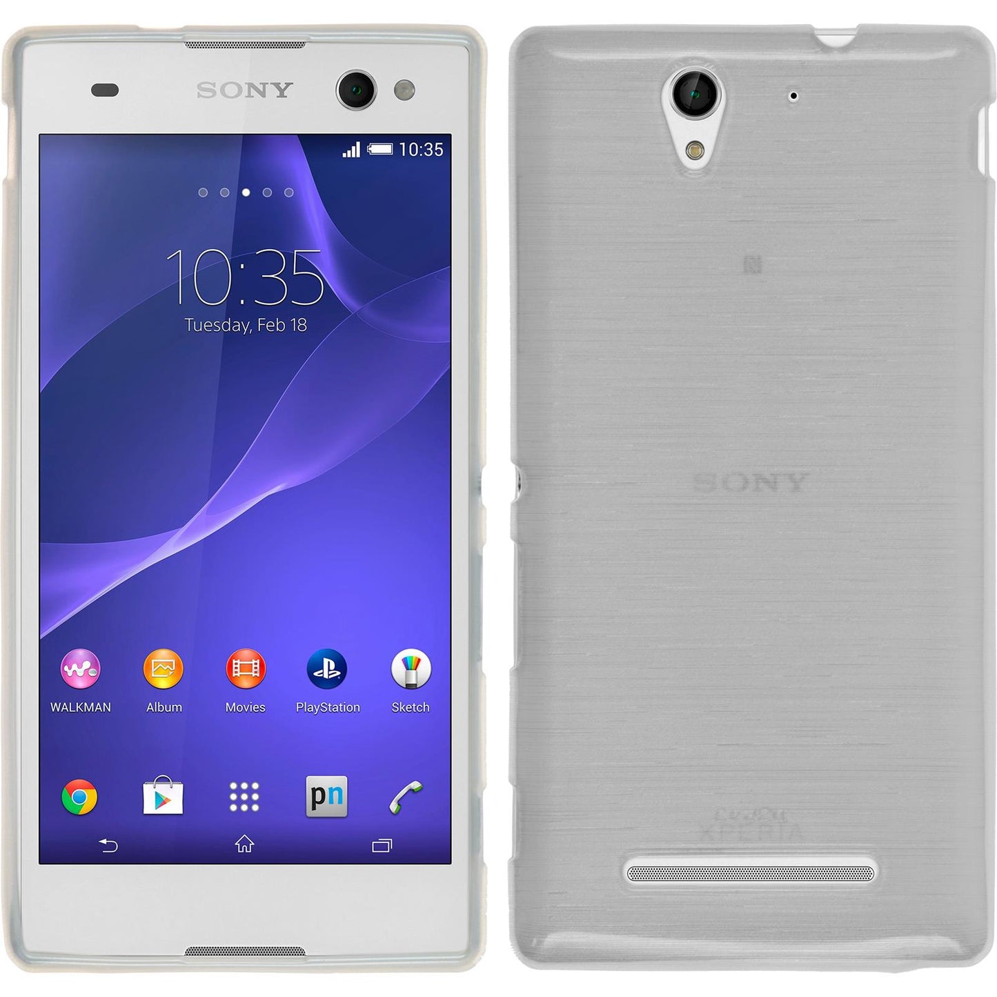PhoneNatic Case kompatibel mit Sony Xperia C3 - weifl Silikon Hülle brushed + 2 Schutzfolien