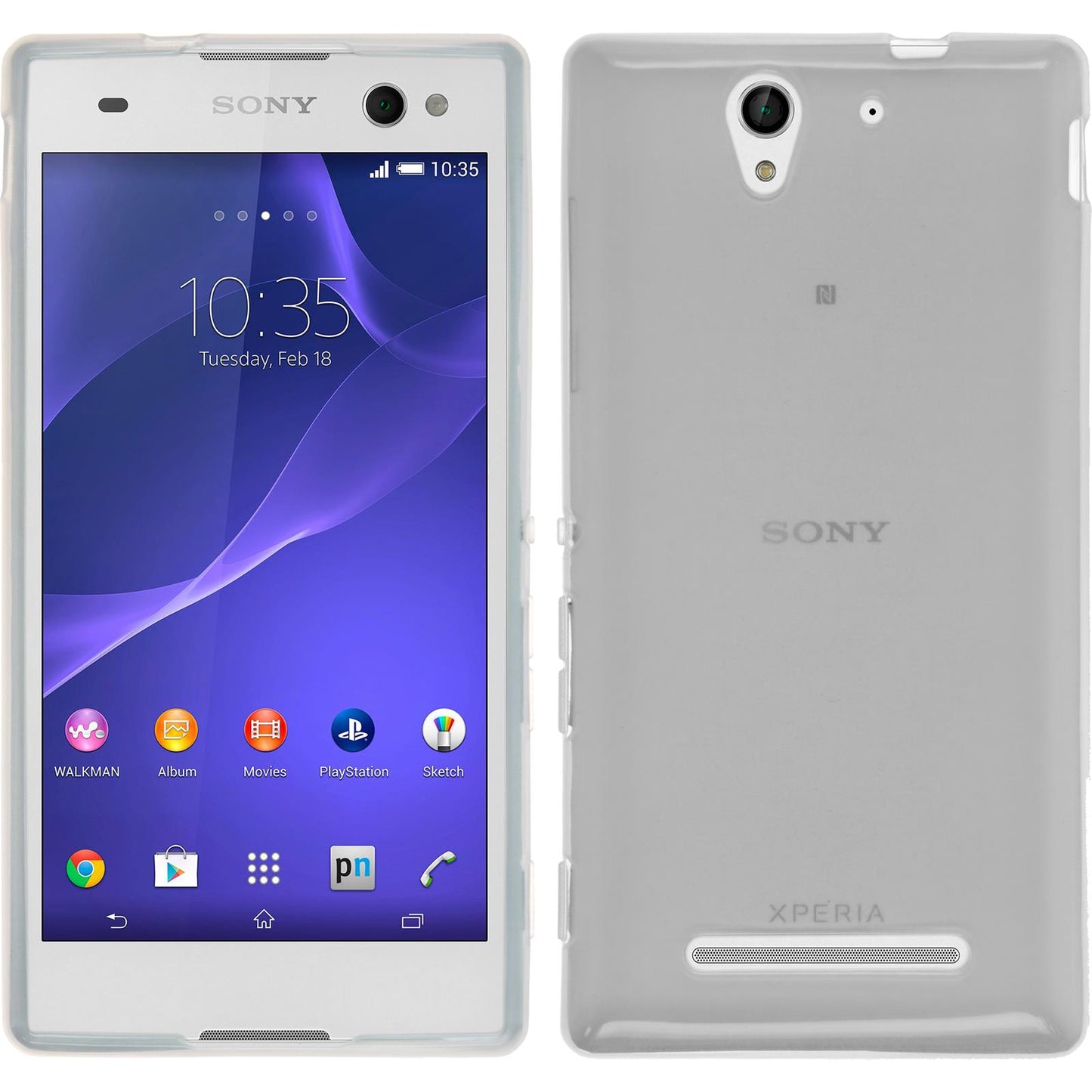PhoneNatic Case kompatibel mit Sony Xperia C3 - weifl Silikon Hülle transparent + 2 Schutzfolien