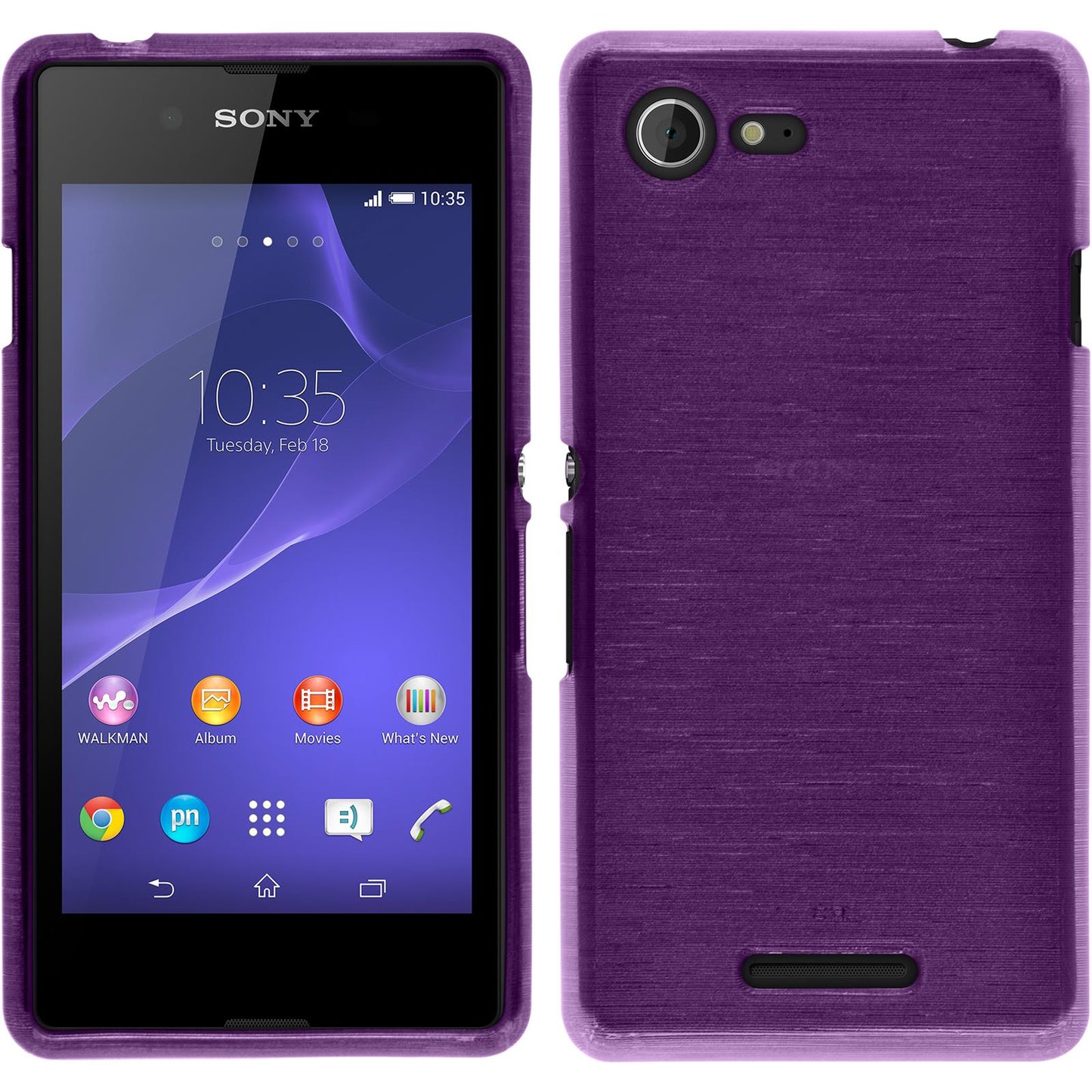PhoneNatic Case kompatibel mit Sony Xperia E3 - lila Silikon Hülle brushed + 2 Schutzfolien