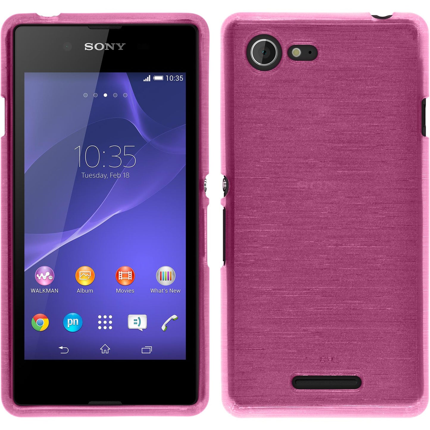 PhoneNatic Case kompatibel mit Sony Xperia E3 - pink Silikon Hülle brushed + 2 Schutzfolien