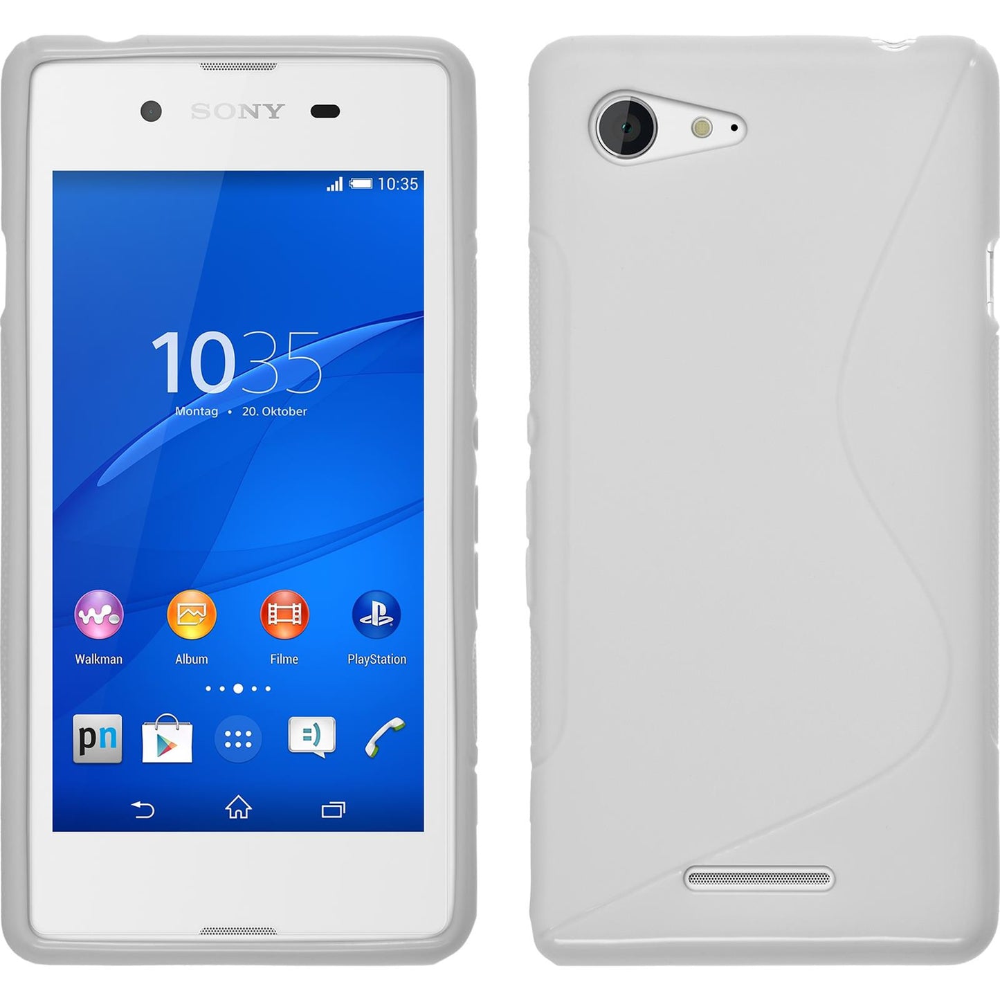 PhoneNatic Case kompatibel mit Sony Xperia E3 - weifl Silikon Hülle S-Style + 2 Schutzfolien