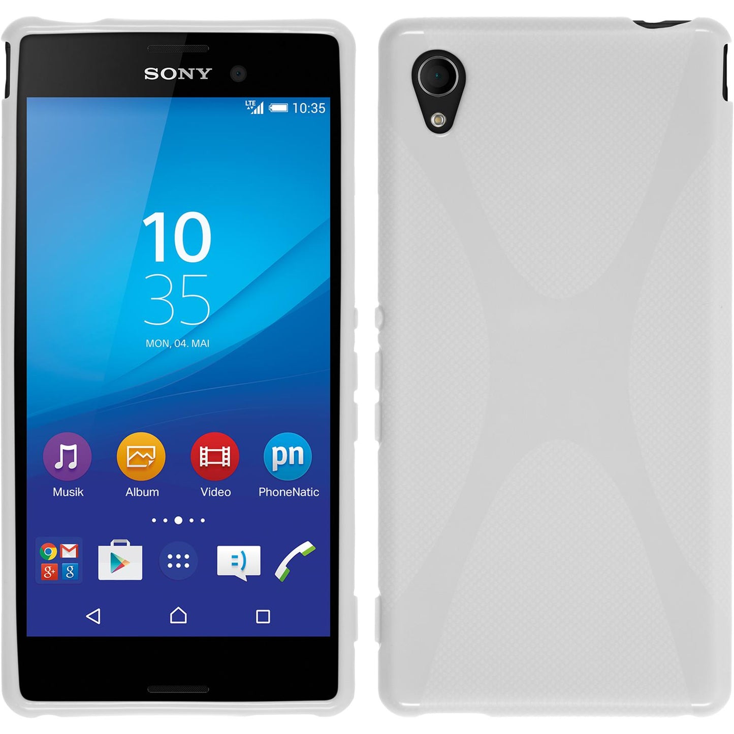 PhoneNatic Case kompatibel mit Sony Xperia M4 Aqua - weiß Silikon Hülle X-Style + 2 Schutzfolien