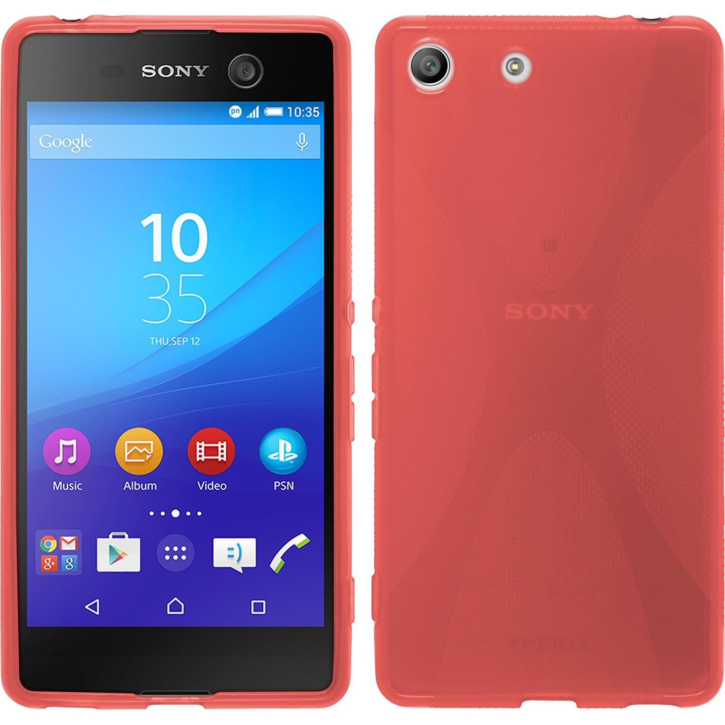 PhoneNatic Case kompatibel mit Sony Xperia M5 - rot Silikon Hülle X-Style + 2 Schutzfolien