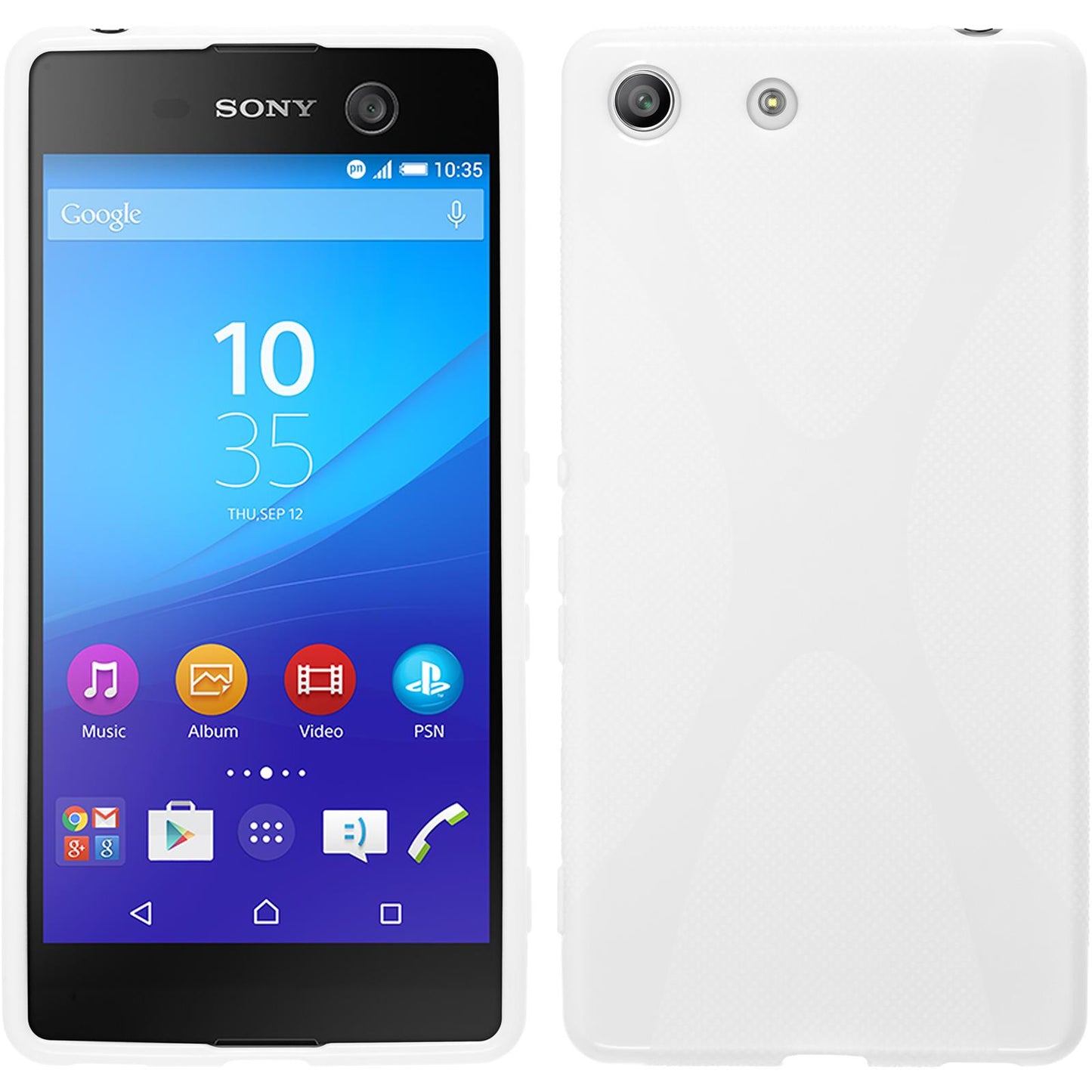 PhoneNatic Case kompatibel mit Sony Xperia M5 - weifl Silikon Hülle X-Style + 2 Schutzfolien