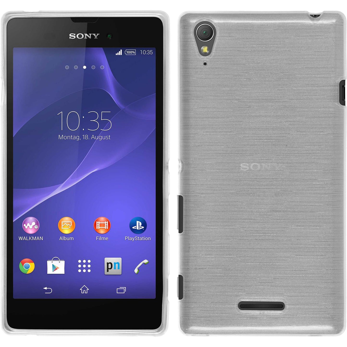 PhoneNatic Case kompatibel mit Sony Xperia T3 - weifl Silikon Hülle brushed + 2 Schutzfolien