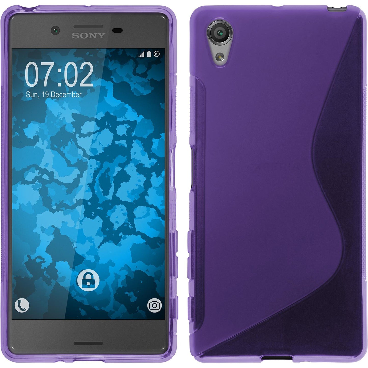 PhoneNatic Case kompatibel mit Sony Xperia X - lila Silikon Hülle S-Style + 2 Schutzfolien