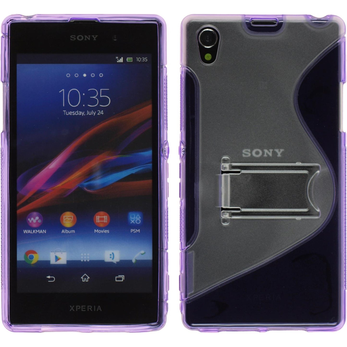 PhoneNatic Case kompatibel mit Sony Xperia Z1 - lila Silikon Hülle + 2 Schutzfolien